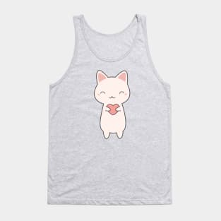 Cute Kawaii Cat With Hearts Tank Top